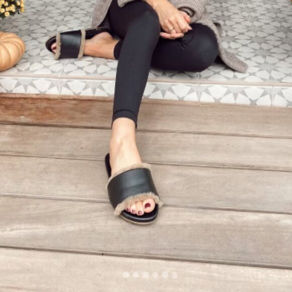 NEW BEEK Made In Mexico Leather Gallito Shearling Slide  women Sandals 925 7t3 - Picture 7 of 7